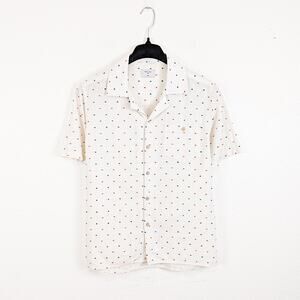 Percival Men's Short Sleeve Shirt Size 4 Camp Collar Button Up Cream